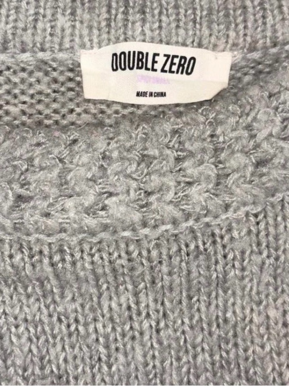 Double Zero Heather Gray Crewneck Sweater with Textured Trim - Picture 3 of 4